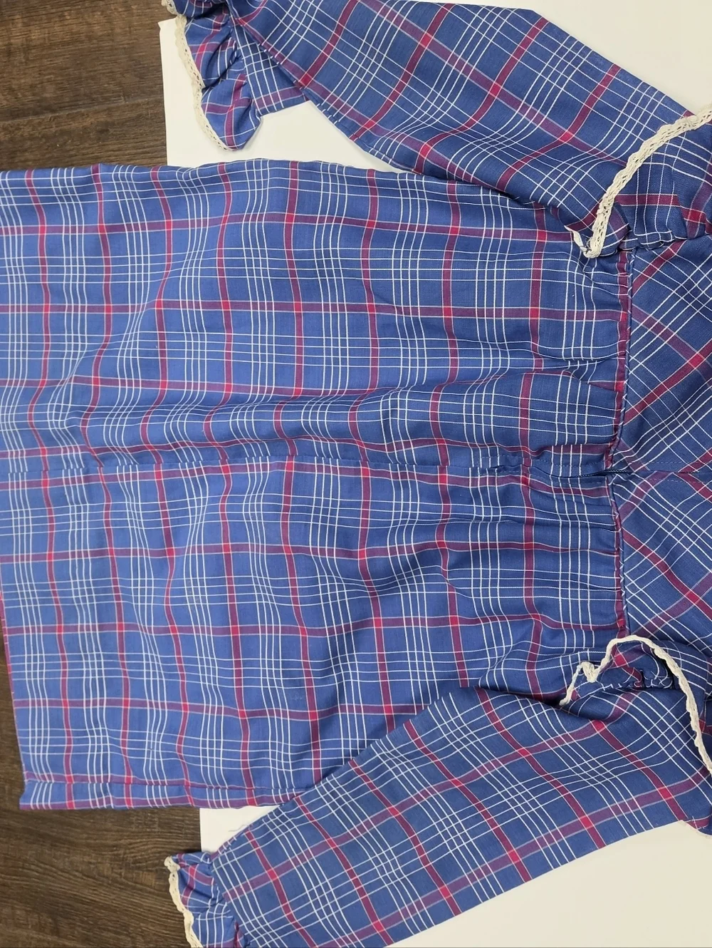 Vtg 70s Sears Winnie The Pooh Dress 6X Plaid Ruffle Lace Cottagecore Disney